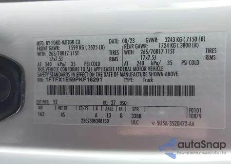 2023 Ford F-150 Xl from USA, damaged, VIN 1FTFX1E59PKF16291